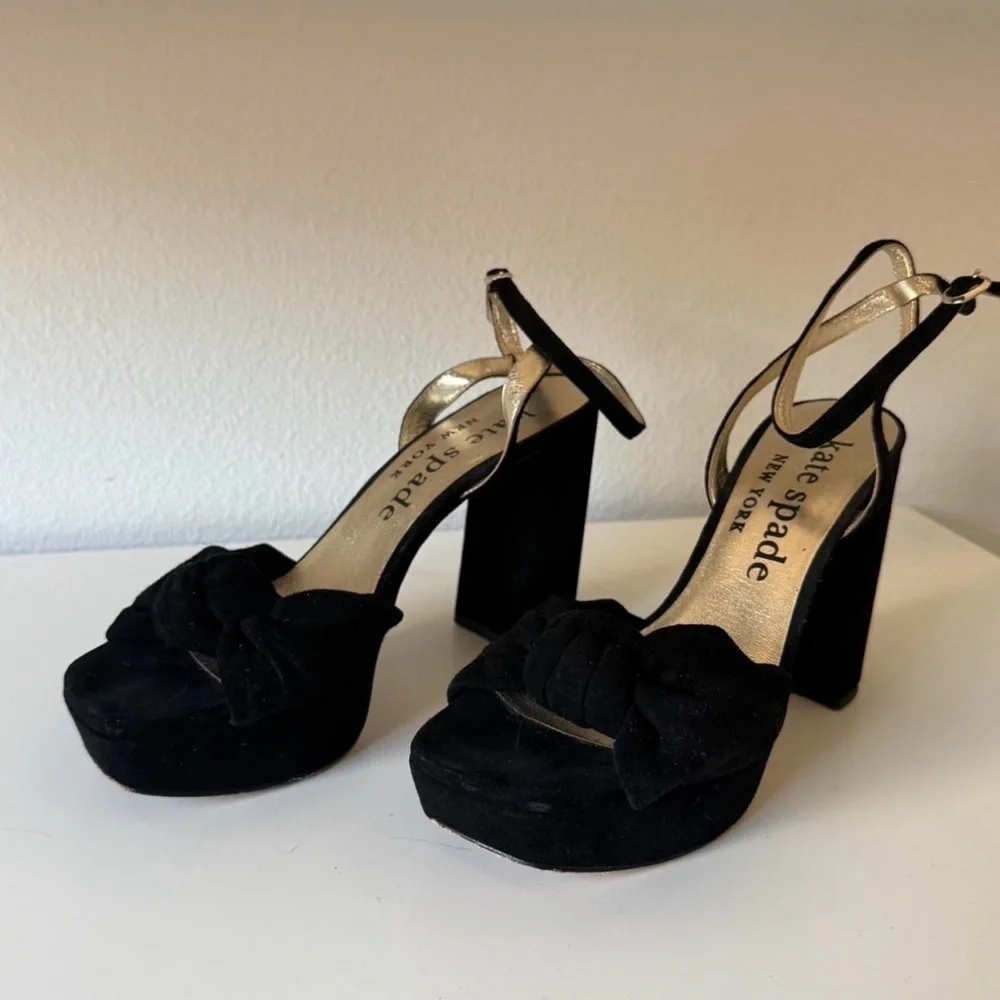 kate spade Black Velvet Knotted Platform Sandals